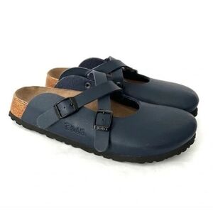 Birkenstock Clogs Dorian Navy Blue Cross Strap Slides Sandals Navy Blue W 8 M6